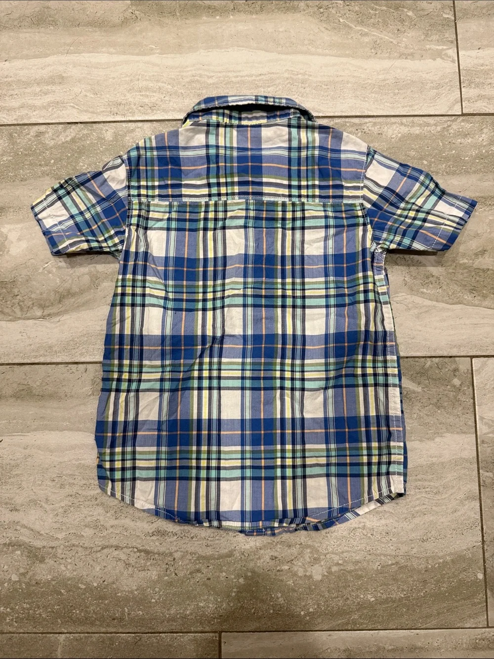 Carter's Blue, White & Green Plaid Short-Sleeve Button-Up Shirt - Picture 5 of 5